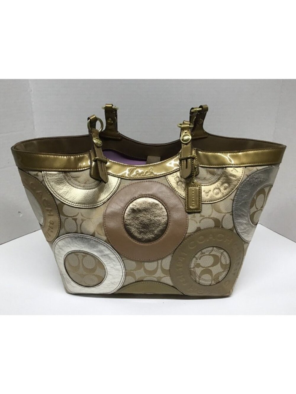 Coach Carly Tote F16180 Patchwork Embossed Metallic with Signature Tag - Picture 2 of 16